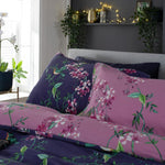Bird Garden Plum 200 Thread Count Cotton Rich Reversible Duvet Cover Set | King | Multi Colour