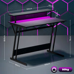 Led Gaming Desk With Power Outlets And Monitor Stand