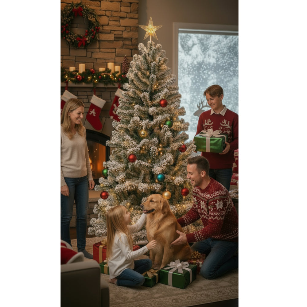6ft Premium Snow Filled Grand Fir Full Artificial Christmas Tree 1000 Branch Tips