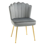 Velvet-feel Shell Accent Chair Bedroom Lounge Metal Legs | One Size | Gray