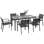 7 Pieces Patio Dining Set W/ 6 Stackable Chairs For Poolside