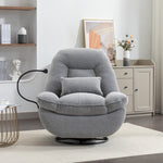 Fallon Boucle Fabric Swivel Based Recliner Chair Phone Holder | Light Slate Grey