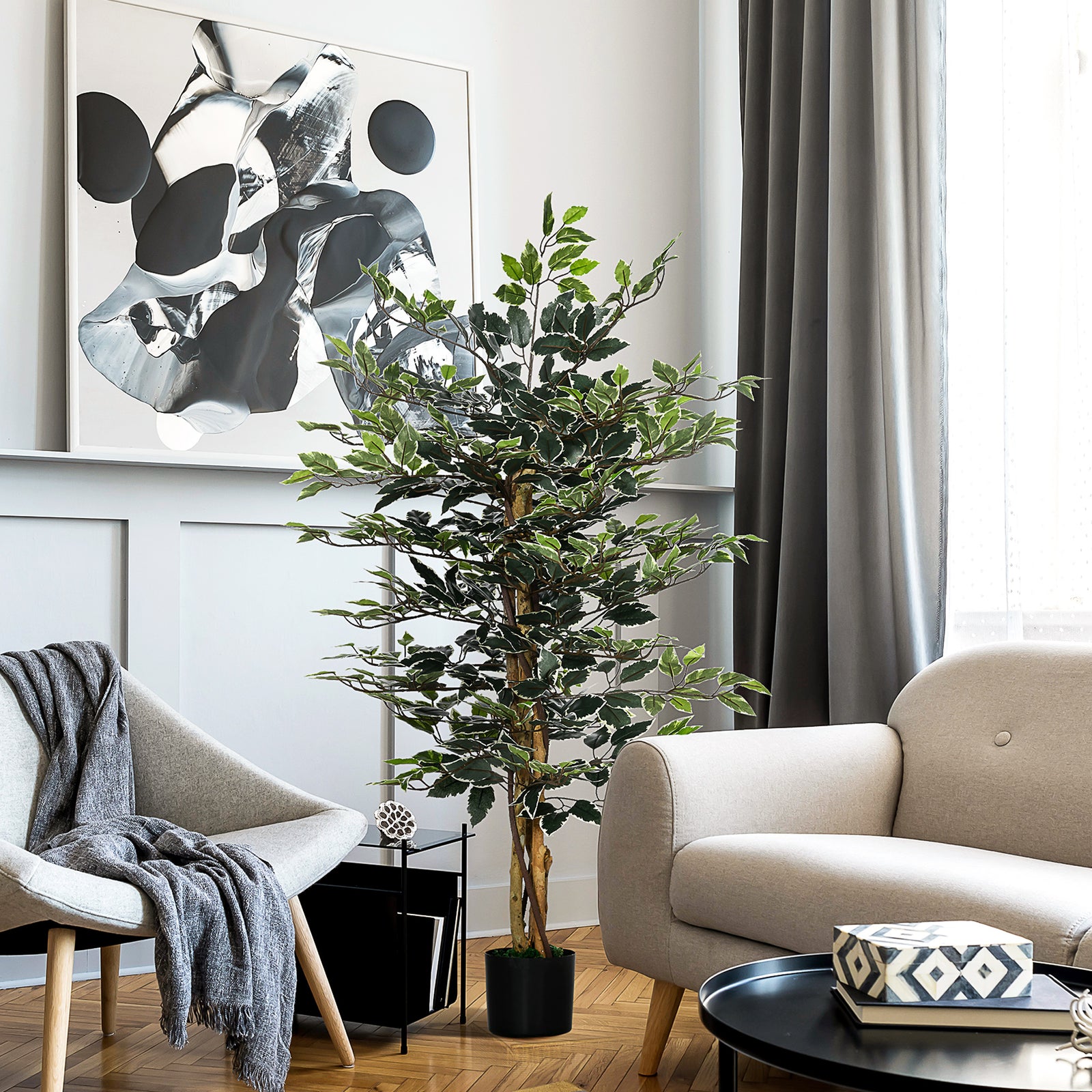 Artificial 130cm Ficus Tree With Lifelike Leaves