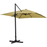 Large Square Patio Parasol With Durable Polyester Canopy, Pa Waterproof Coating, Adjustable Height, 360° Foot Pedal Rotation With Cross Base & Round Base | One Size | Taupe