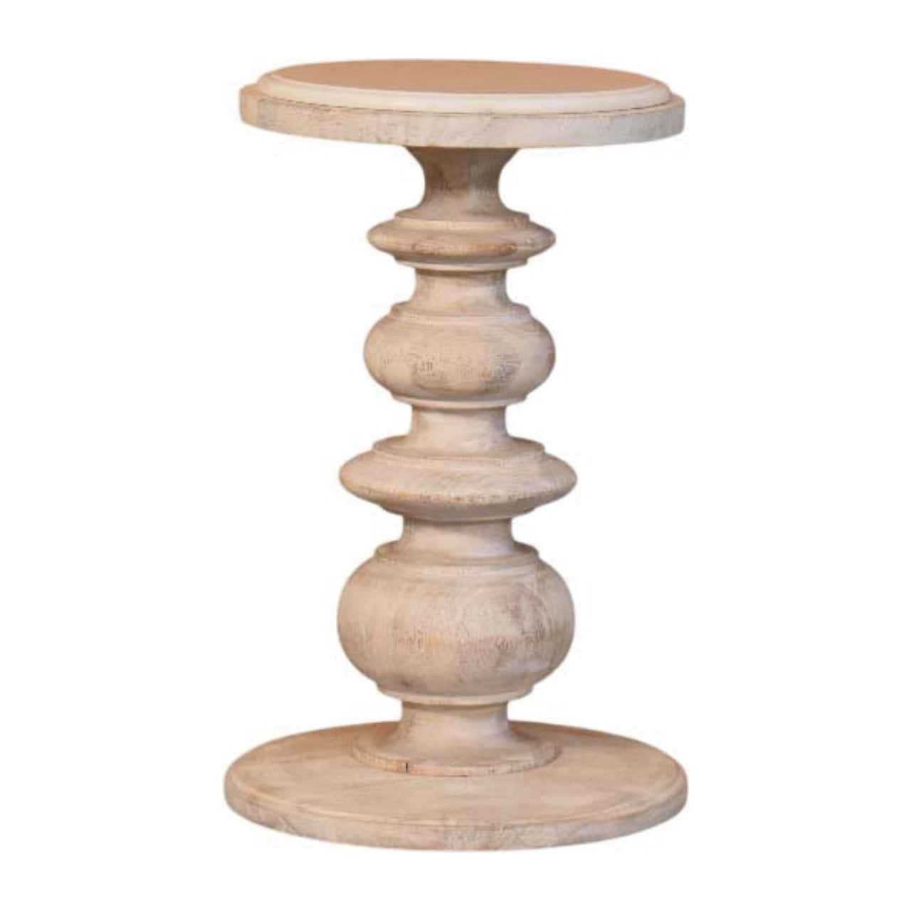 Solid Wood The Bellis Marble Accent Table, Beige