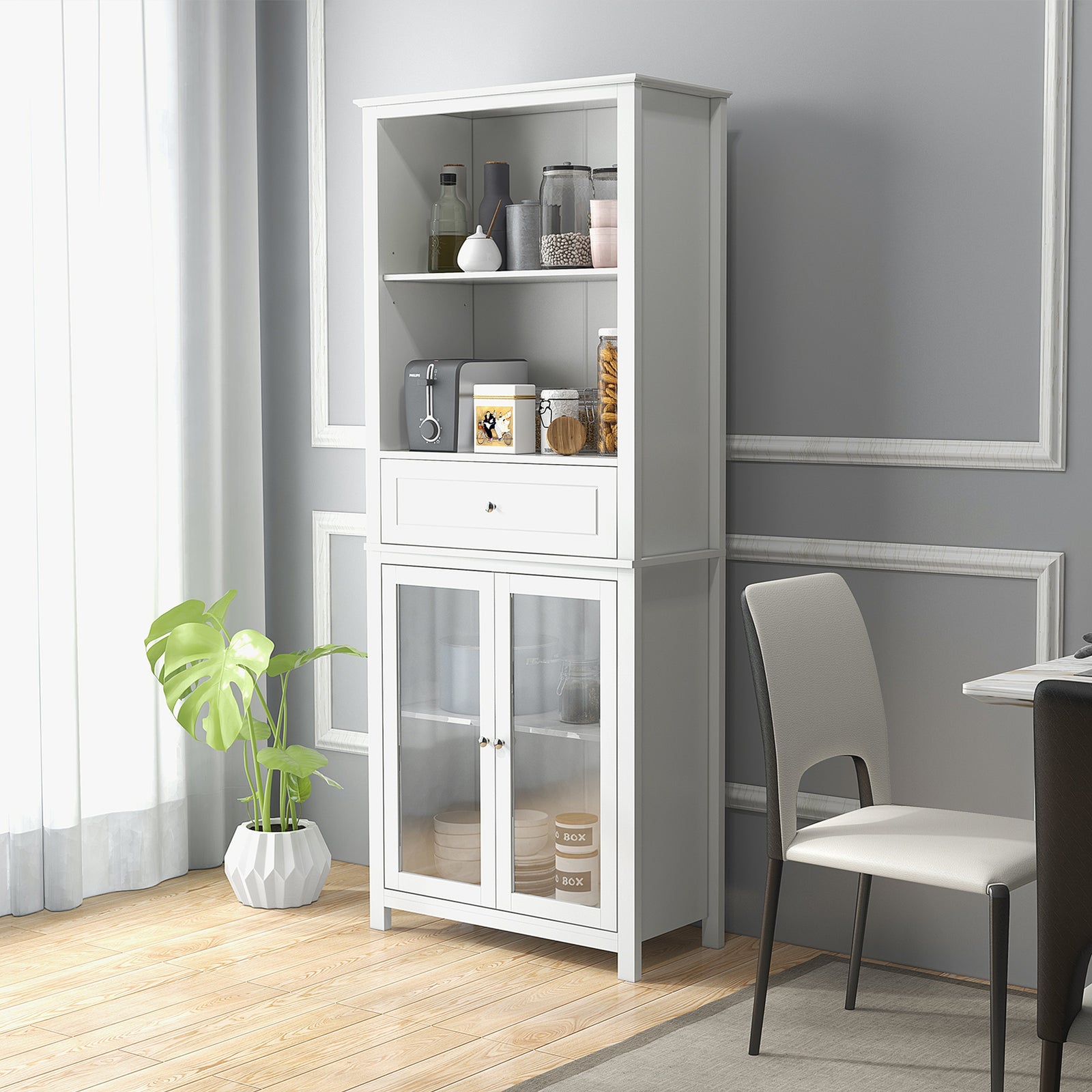 HOMCOM Pantry Cabinet For Dining Room