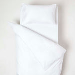 Cotton Stripe Cot Bed Duvet Cover Set 330 Thread Count | Cot Bed | White