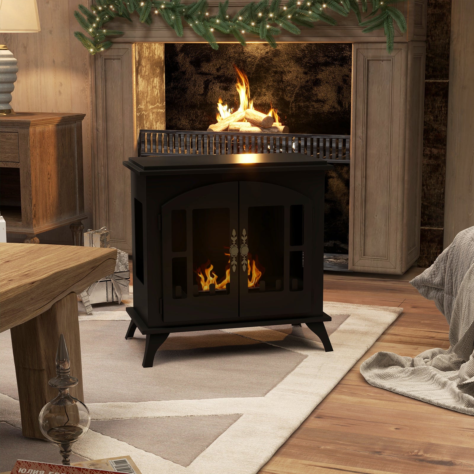 Ethanol Fireplace Stove Freestanding 0.9l Tank