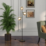 Modern Floor Lamp With Glass Global Shade 3 Light