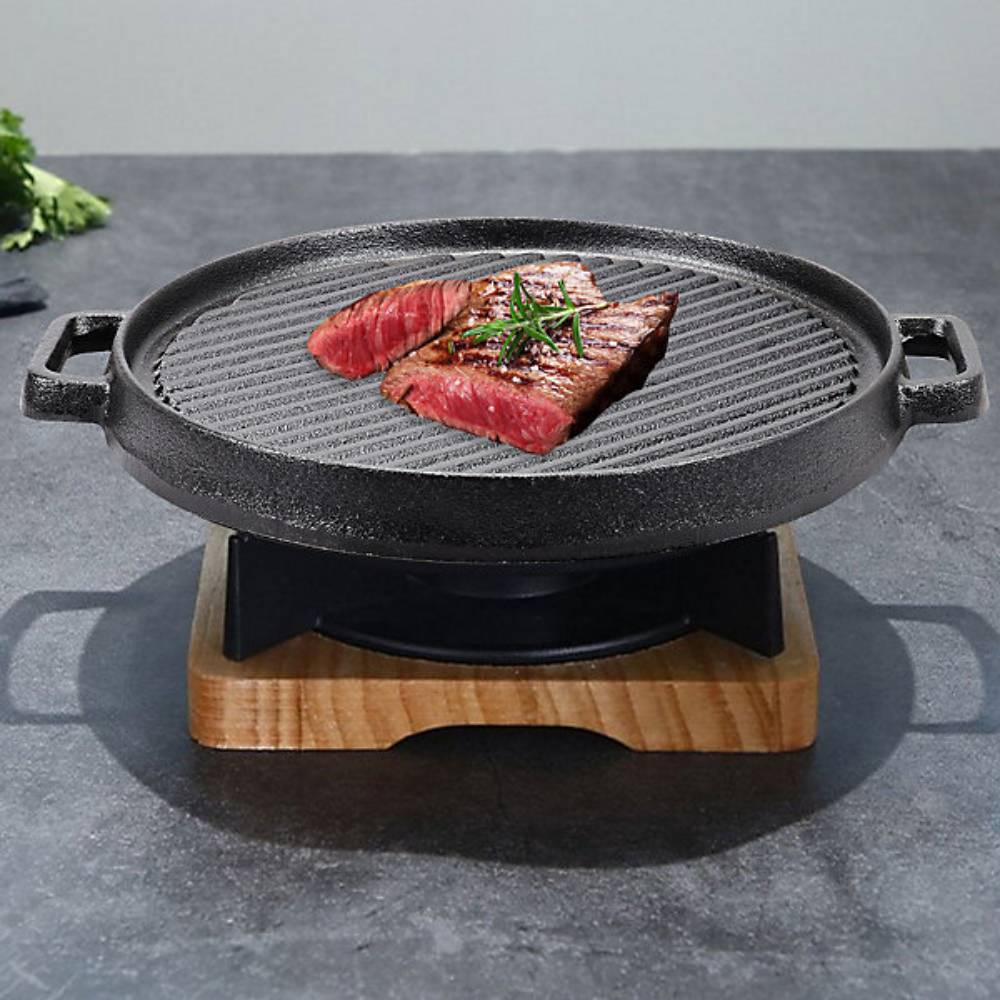 Black Cast Iron Grill Pan With Handles