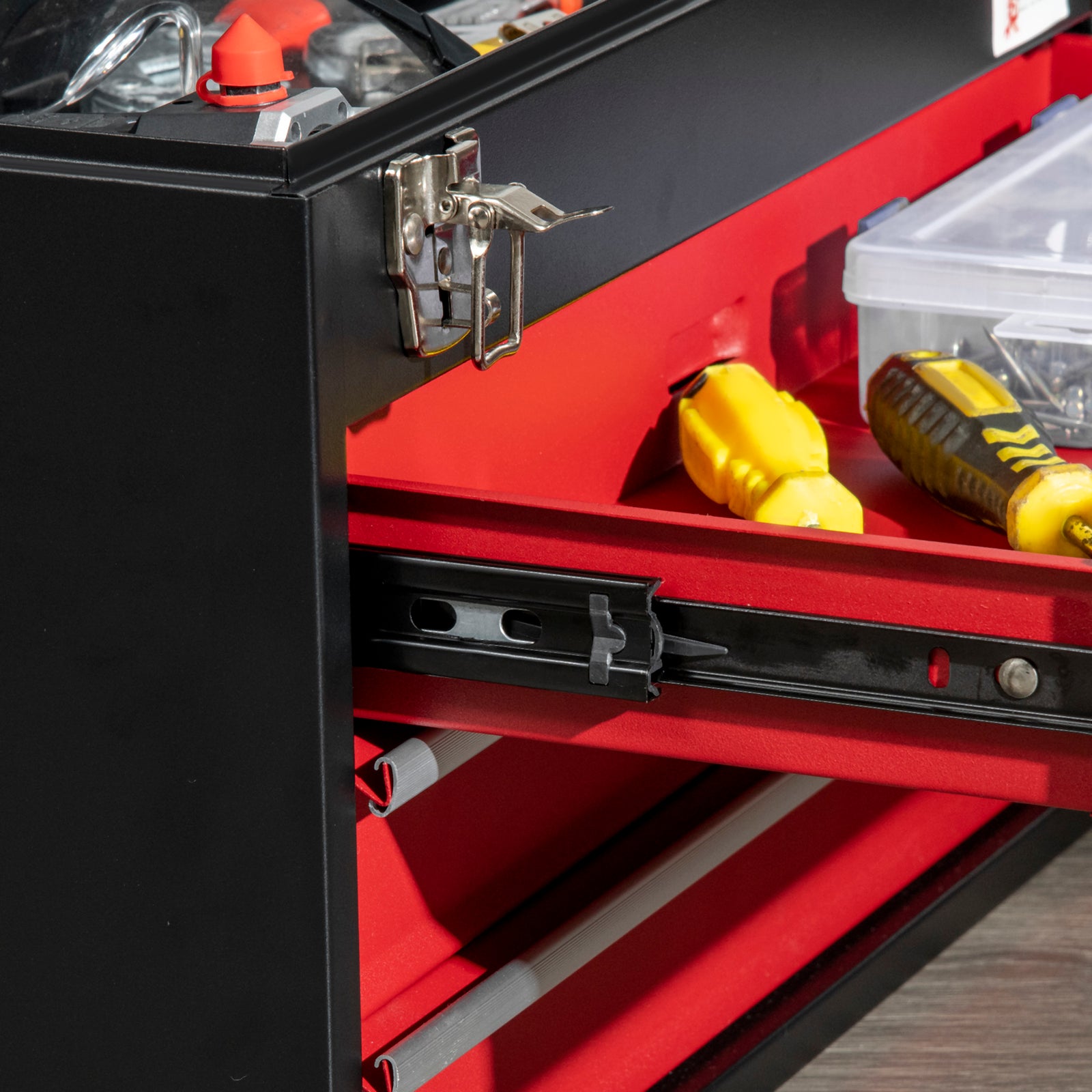 Lockable 3 Drawer Tool Chest With Ball Bearing Slide Drawers | Black