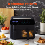 Dual-basket Smart Air Fryer With Viewing Glass, 3.5l + 6l Capacity,led Touchscreen, 8 Preset Cooking Modes, Easy To Clean, Non-stick, Overheat Protection