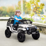 Kids Ride On Car, 12v Electric Truck W/ Suspension | White