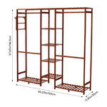 Wooden Garment Rack With Side Hooks Multi-functional Freestanding Clothes Organizer | Large | Brown