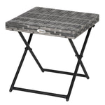 Folding Rattan Coffee Table W/ Steel Frame Bistro Garden