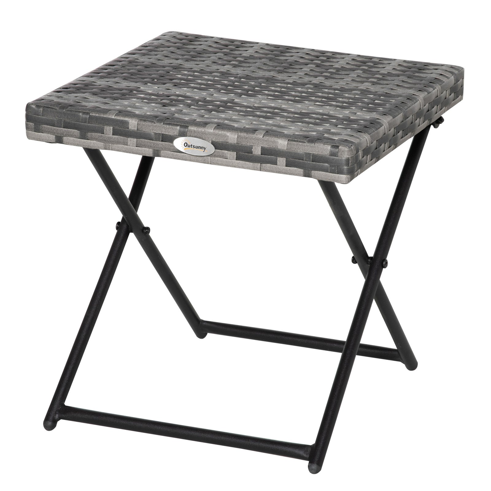 Folding Rattan Coffee Table W/ Steel Frame Bistro Garden
