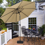 3m Garden Parasol Adjustable Tilting Parasol With Crank Handle With Classic Design Heavy-duty Round Base | One Size | Khaki