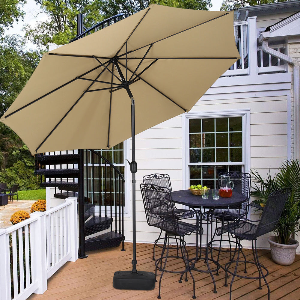 3m Garden Parasol Adjustable Tilting Parasol With Crank Handle With Classic Design Heavy-duty Round Base | One Size | Khaki