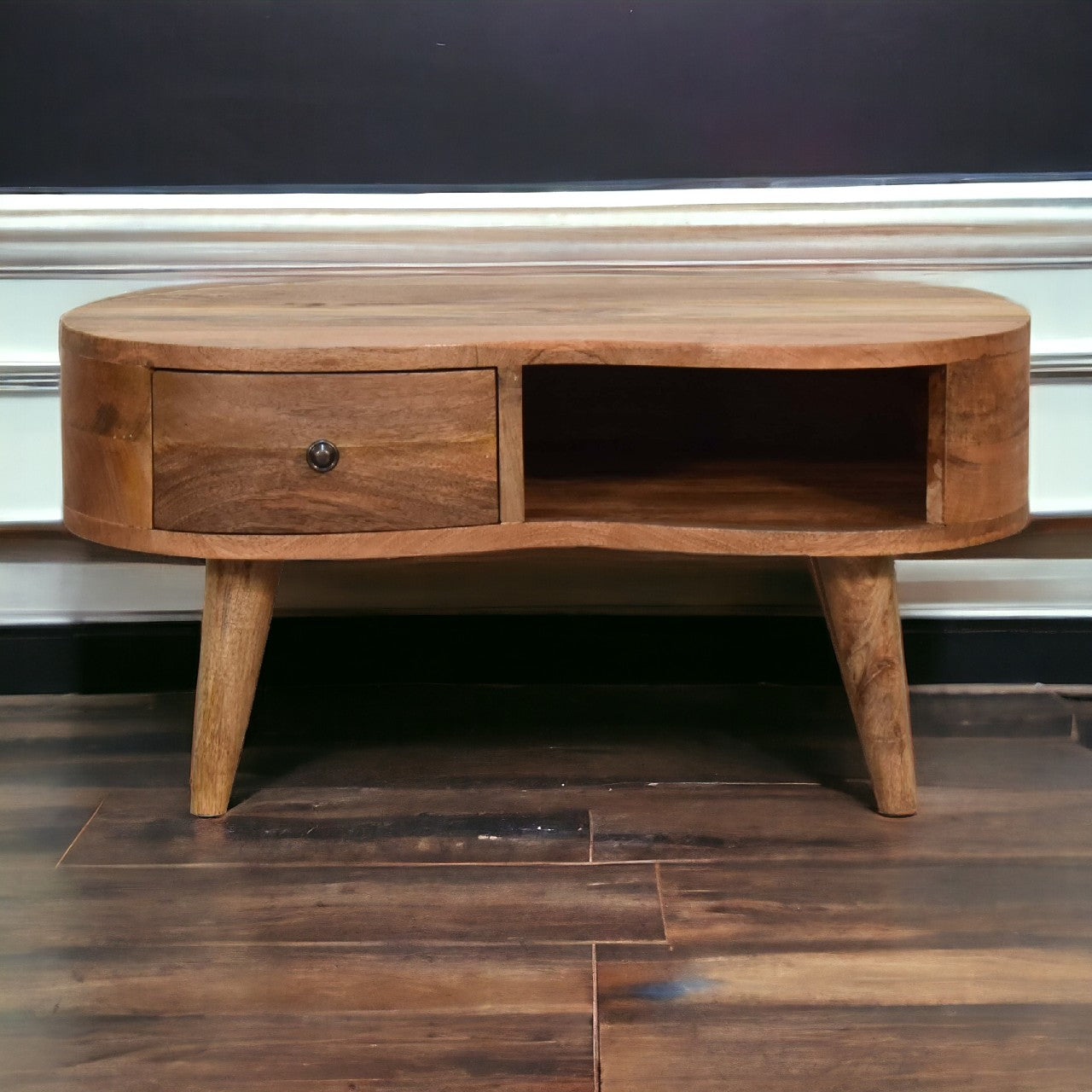 Solid Wood Mini Oak-ish Wave Coffee Table