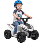 6v Electric Car, Kids Atv With Handlebar Button Control | White