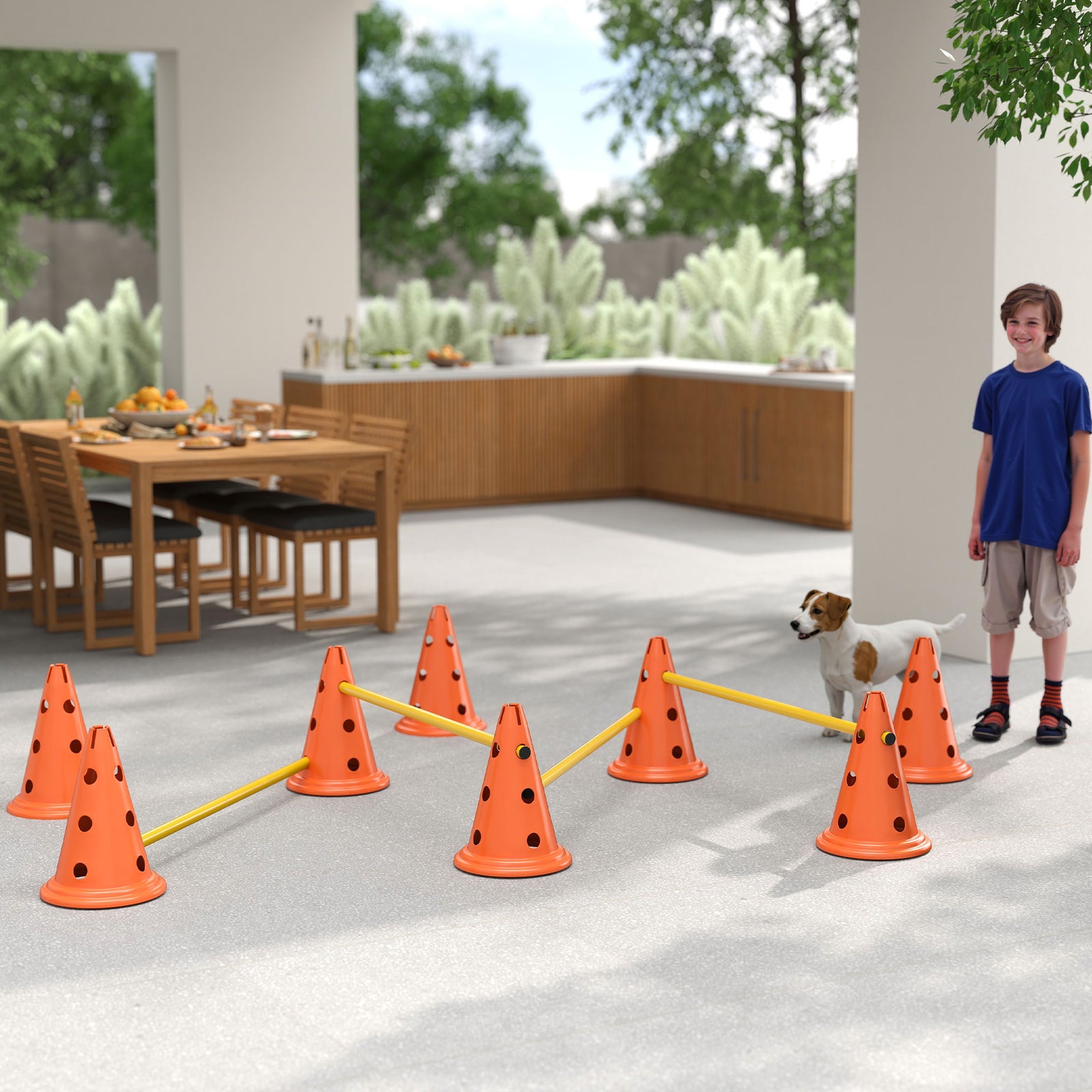 Dog Agility Equipment Set, Four-piece Adjustable Height Jumping | Medium | Orange