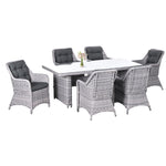 7 Pcs Patio Pe Rattan Wicker Dining Set