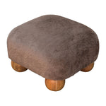 Solid Mango Wood Mocha Faux Fur Nordic Footstool