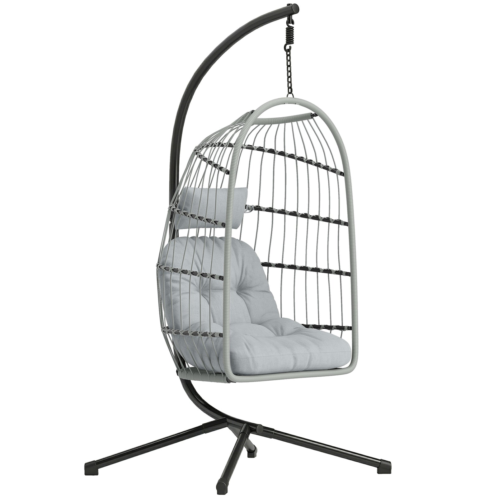 Hanging Egg Chair, Outdoor Swing Chair With Stand | Grey
