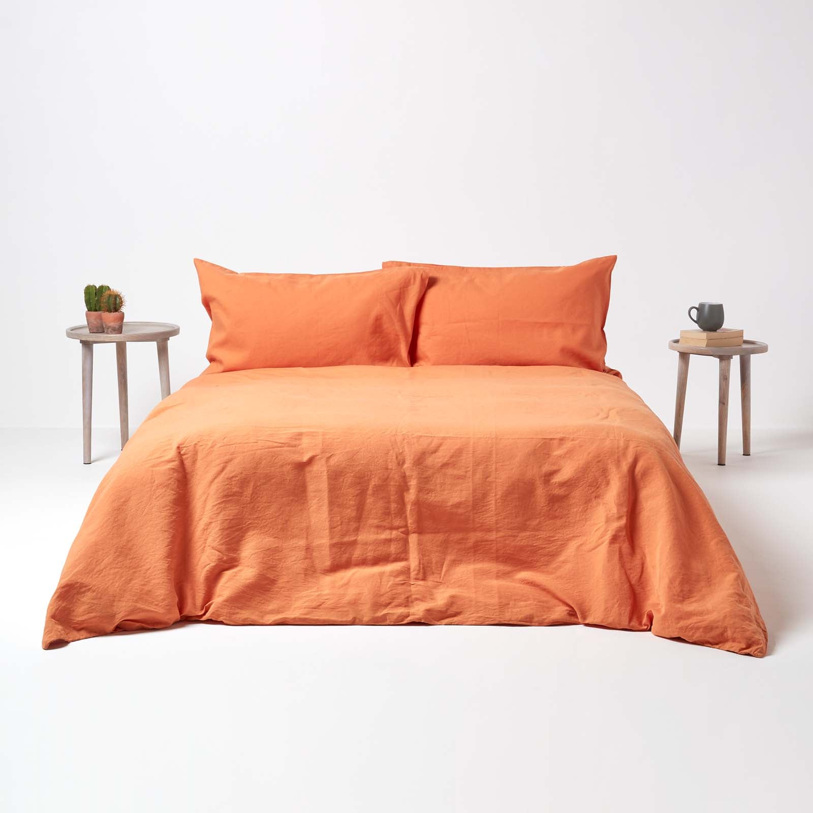 Luxury Linen Fitted Sheet | Small Double | Burnt Orange