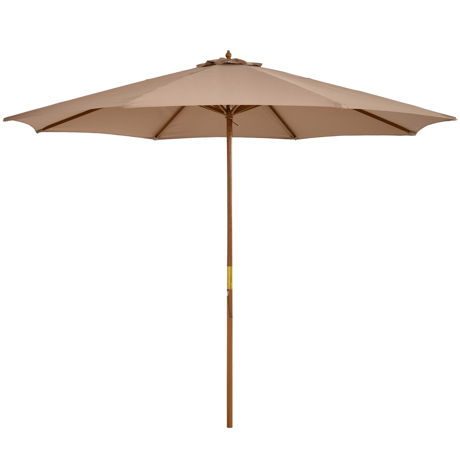 3m Wooden Bamboo Parasol Outdoor Umbrella Canopy | Khaki
