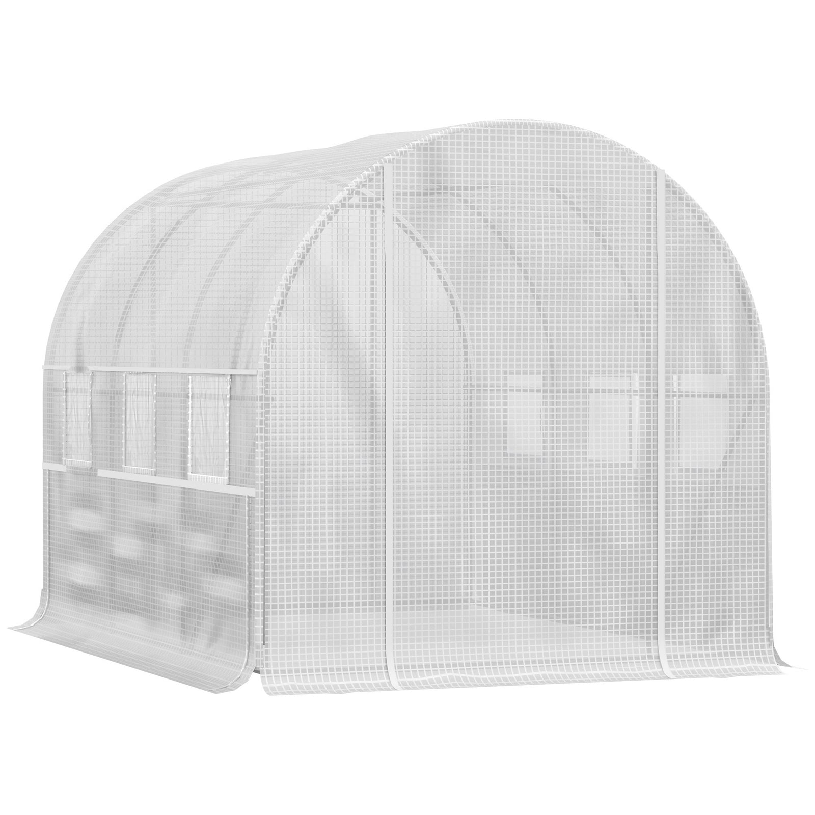 Walk-in Polytunnel Greenhouse W/ Sidewalls | White