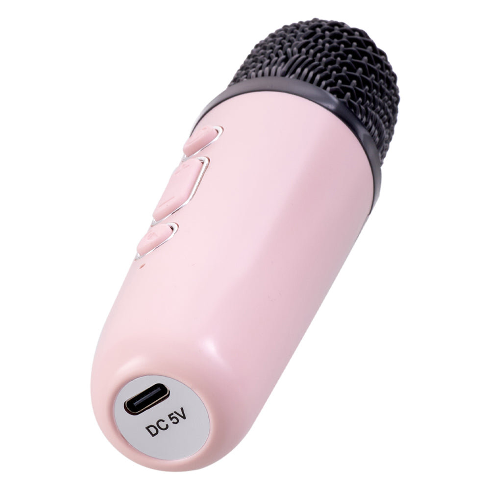 Portable Karaoke Speaker With Two Wireless Microphones And Rgb Lights | Pink