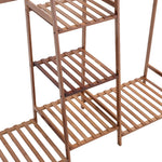 Bamboo Trapezoid Clothing Rack With 5-tier Storage Shelves Multi-functional Clothes Hanging Rack Stand | Brown