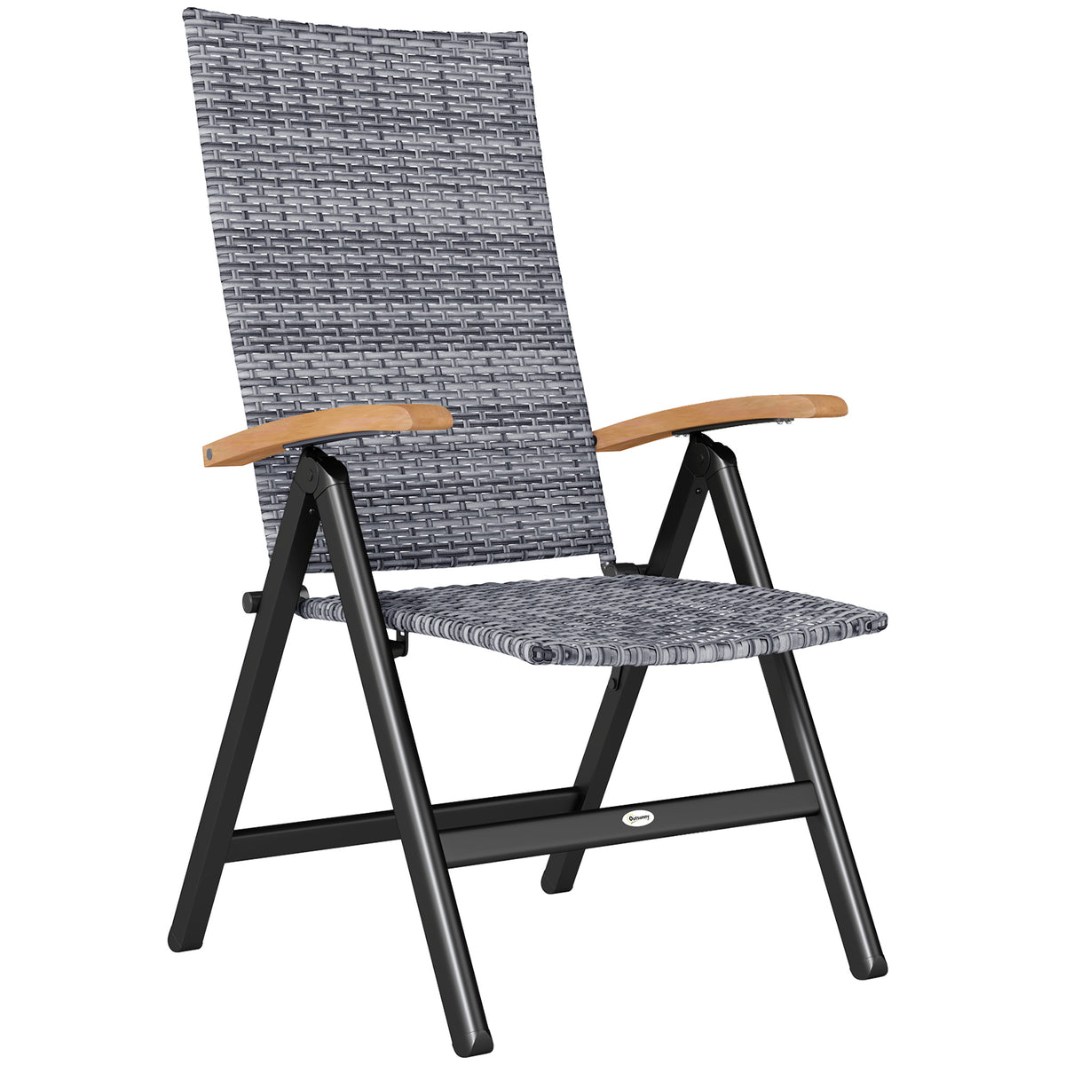 Outdoor Folding Rattan Chair, Dining Chair | Set of 1 | Light Grey