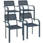 Garden Chairs Set, Stackable & Rattan Effect | Dark Grey
