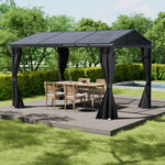 3x4m Hardtop Gazebo With Curtains Aluminium Patio Gazebo Outdoor Canopy Pavilion For Garden