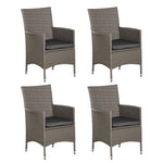 Outdoor Rattan Armchair Wicker Dining Chair Set For Garden | Set-of-4 | Gray