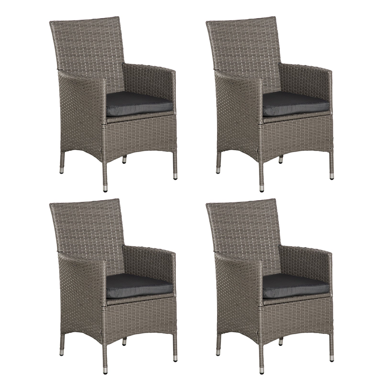 Outdoor Rattan Armchair Wicker Dining Chair Set For Garden | Set-of-4 | Gray