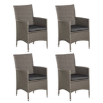 Outdoor Rattan Armchair Wicker Dining Chair Set For Garden | Set-of-4
