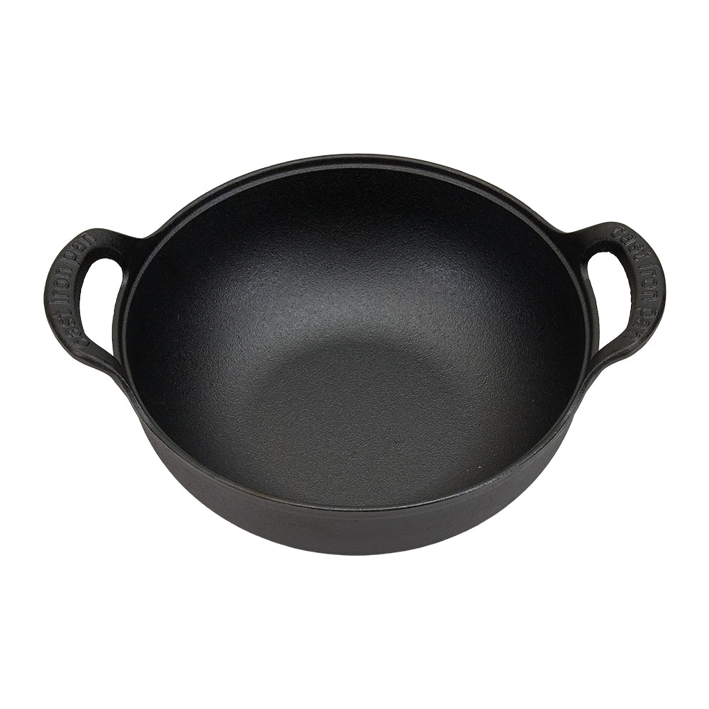 25cm/27cm/30cm Dia Cast Iron Wok With Dual Handles | Small