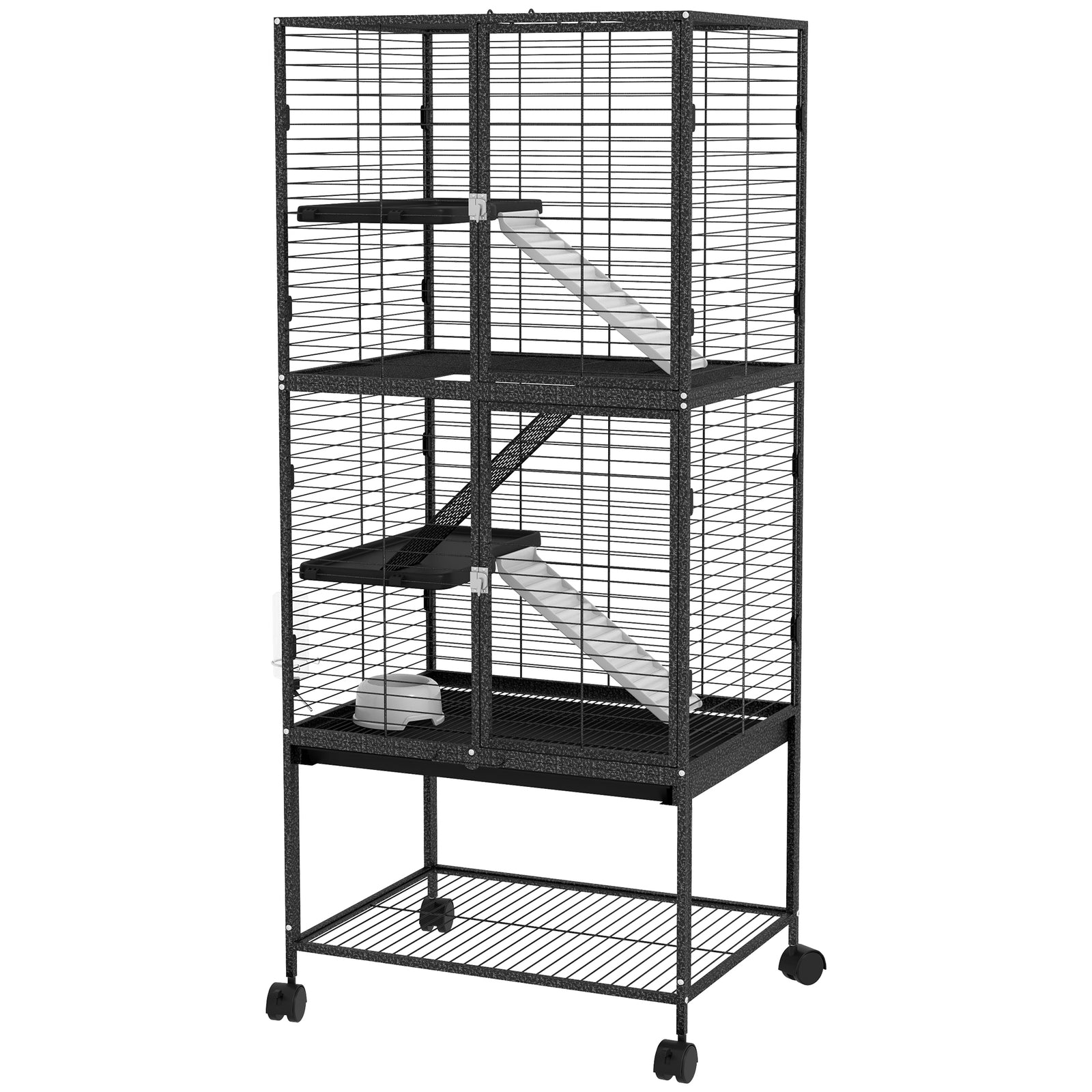 Ferret Cage 136cm Rolling Small Animal Cage W/ 3 Doors, Storage Shelf