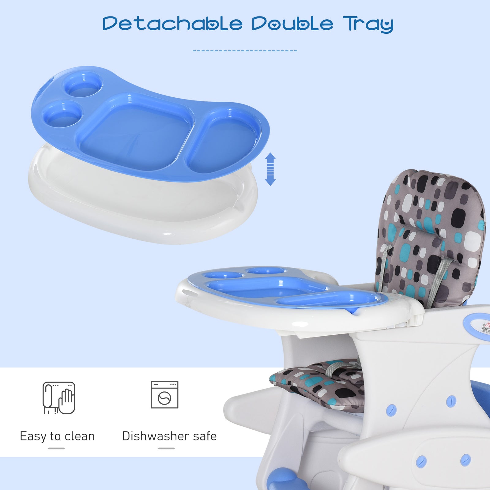 3-in-1 Convertible Baby High Chair Booster Seat W/ Removable Tray | Blue