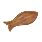 HOMESCAPES Fish Shaped Mango Wood Serving Tray40cm