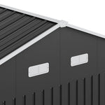 12x10ft Outdoor Metal Storage Shed With Apex Roof Lockable Doors, 2 Transparent Windows & 4 Ventilation Panels