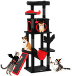 152cm Gothic Cat Tree For Halloween With Coffin Bed, Large Condo