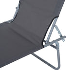 Reclining Sun Lounger Folding Recliner Garden Chair | Set of 1 | Dark Gray