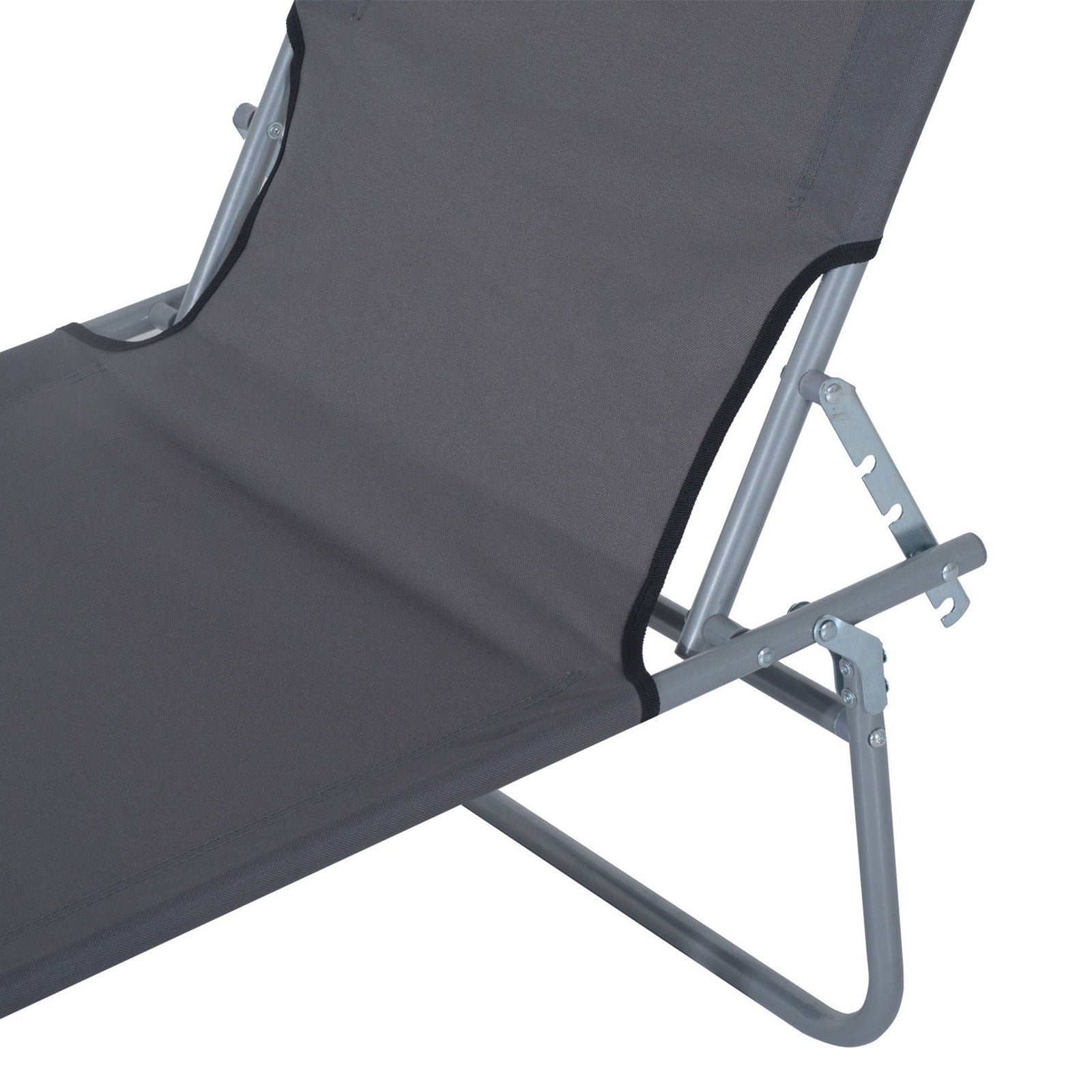 Reclining Sun Lounger Folding Recliner Garden Chair | Set of 1 | Dark Gray