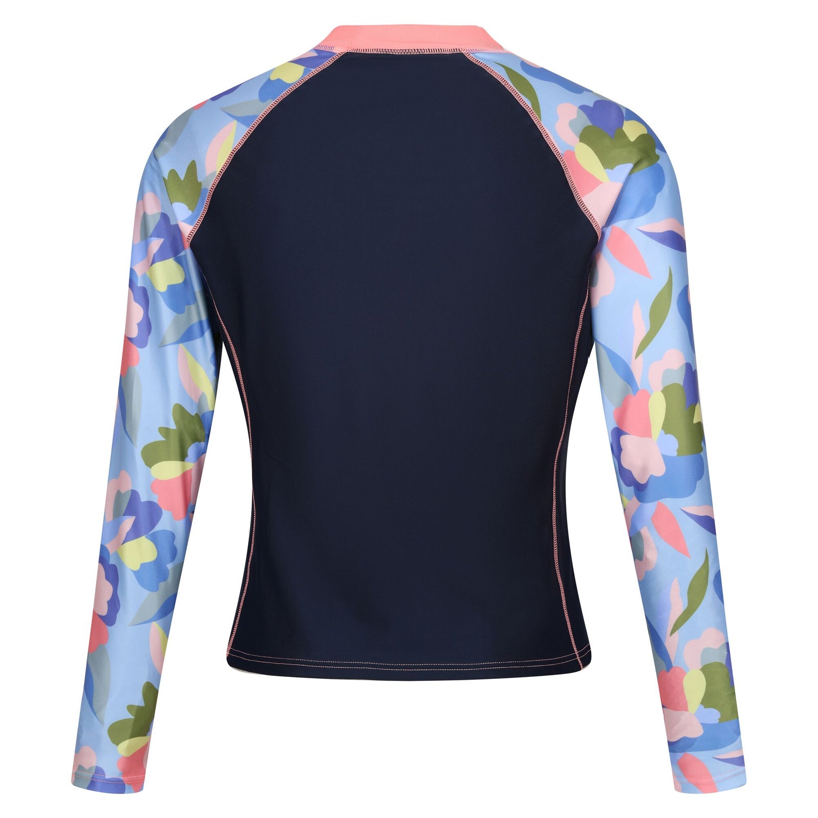 Womens/ladies Abstract Floral Long-sleeved Rash Top | 16 UK | Navy Blue
