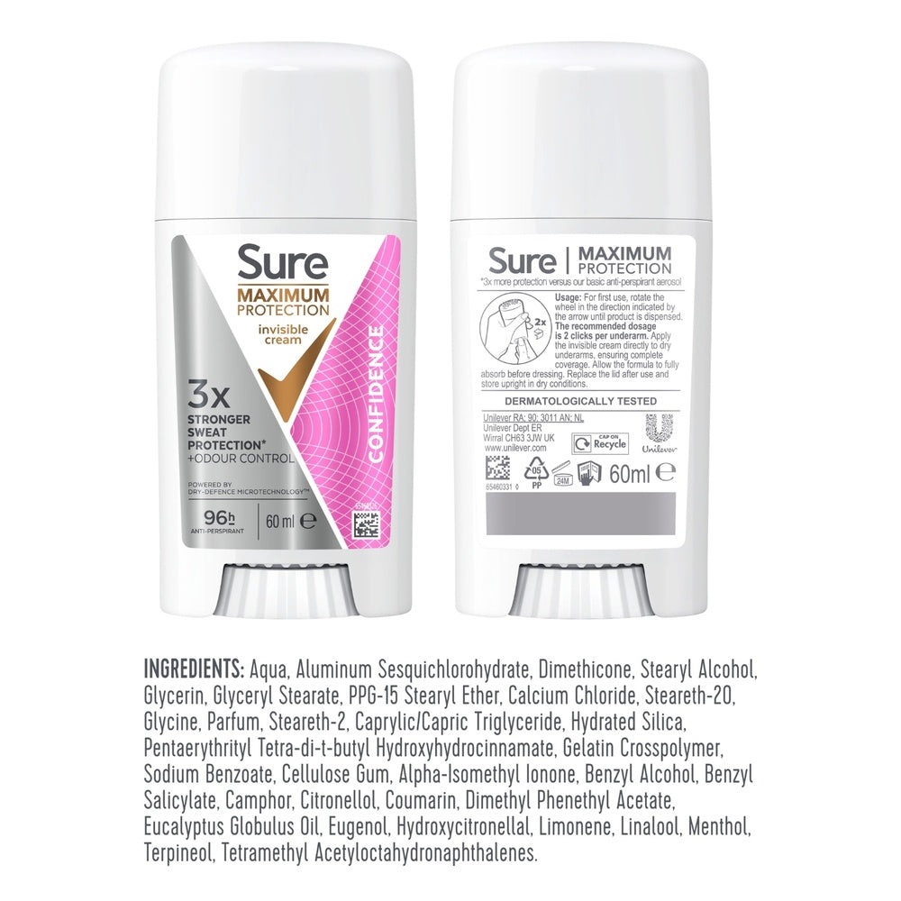 Women Maximum Protection Anti-perspirant Cream, Confidence, 60ml | Set-of-6