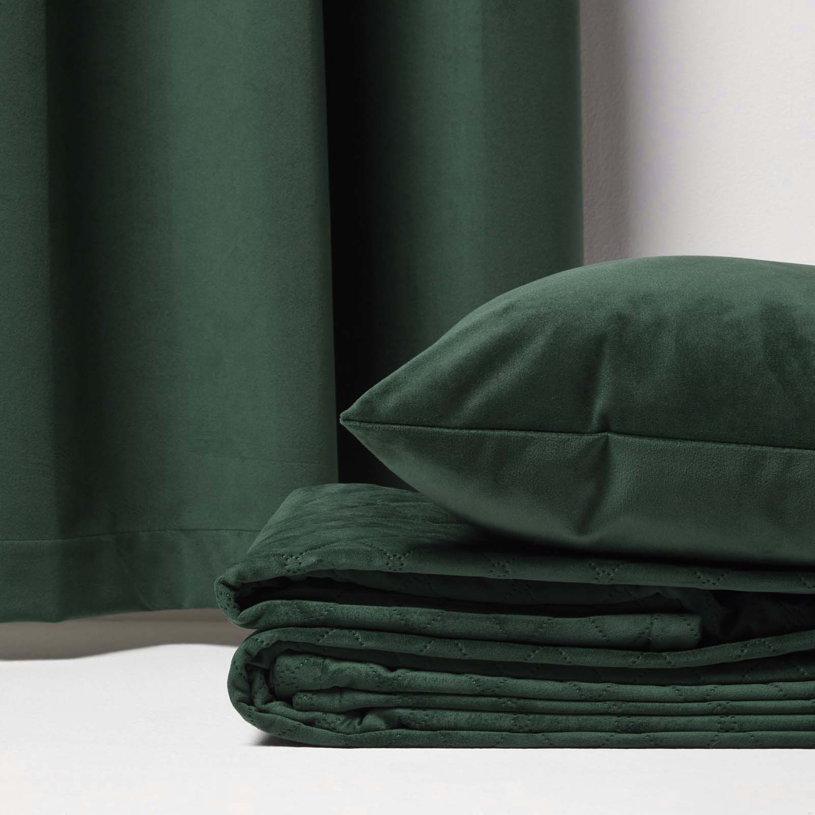 Diamond Quilted Velvet Bed Throw | 150cm x 200cm | Green